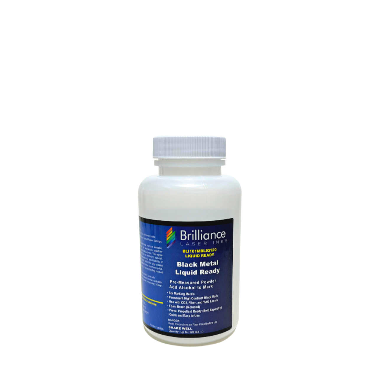 Liquid Ready Laser Marking Powder-"Brilliance Laser Inks" -BLI101MBLIQ120- Black Laser Ink for Metals Marking with CO2/Fiber/YAG (120 ml, Black)